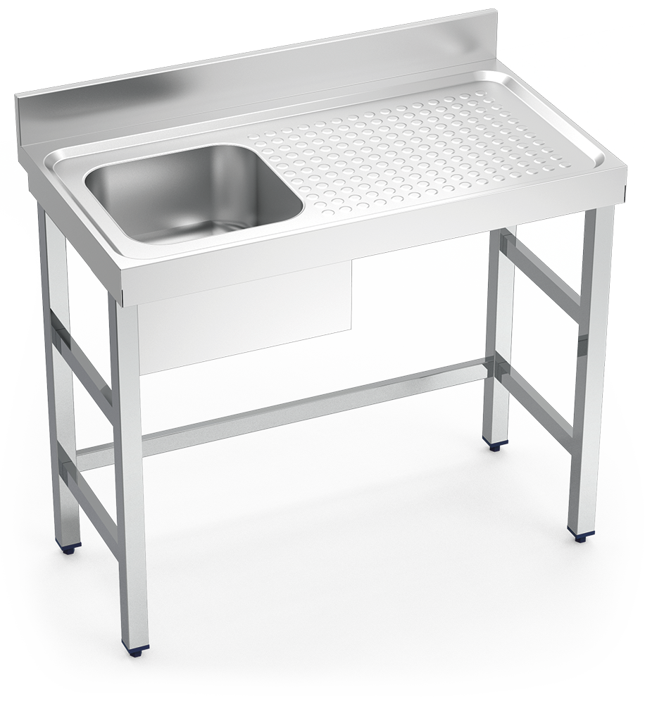 FREGADERO ACERO INOX CON SOPORTE 1 CUBETA Y ESCURRIDOR DERECHO